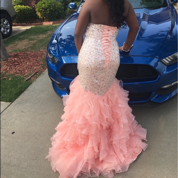 Pink Rhinestone Prom Dress - Picture 7 of 8